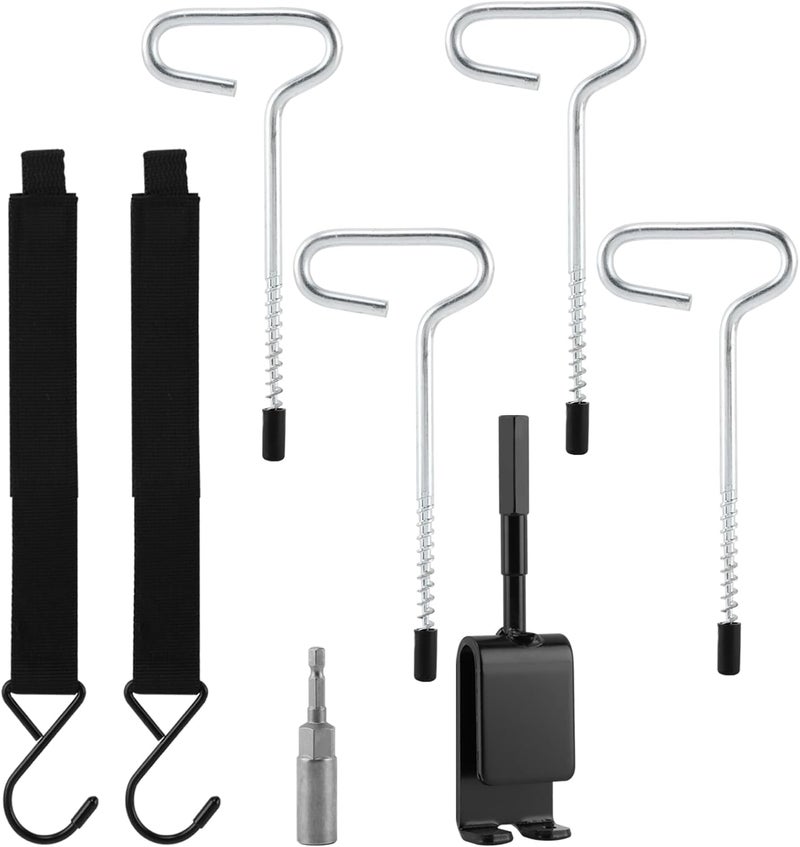 NOWHYX 8pcs Ice Fishing Anchor Tool Kit, Ice Anchor Drill Adapter Kit, Ice-Fishing Shelter Stake Nail with Ice-Fishing Shelter Coat Hooks, for Setting Up ICES Fishing Shelters Tent - Image 3